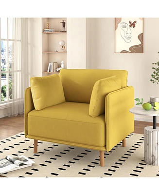 39" Modern Upholstered Accent Chair with Soft Cushions, Sleek Armrest Design and Sturdy Wooden Legs, Cozy Seating for Living Room, Bedroom, or Of