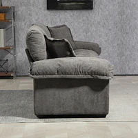 84" Chenille Recliner Sofa Small Sofa Loveseat Deep Seat Sofa Couch with 2 Throw Pillows & Memory Foam for Living Room Apartment Office Lounge-Gr