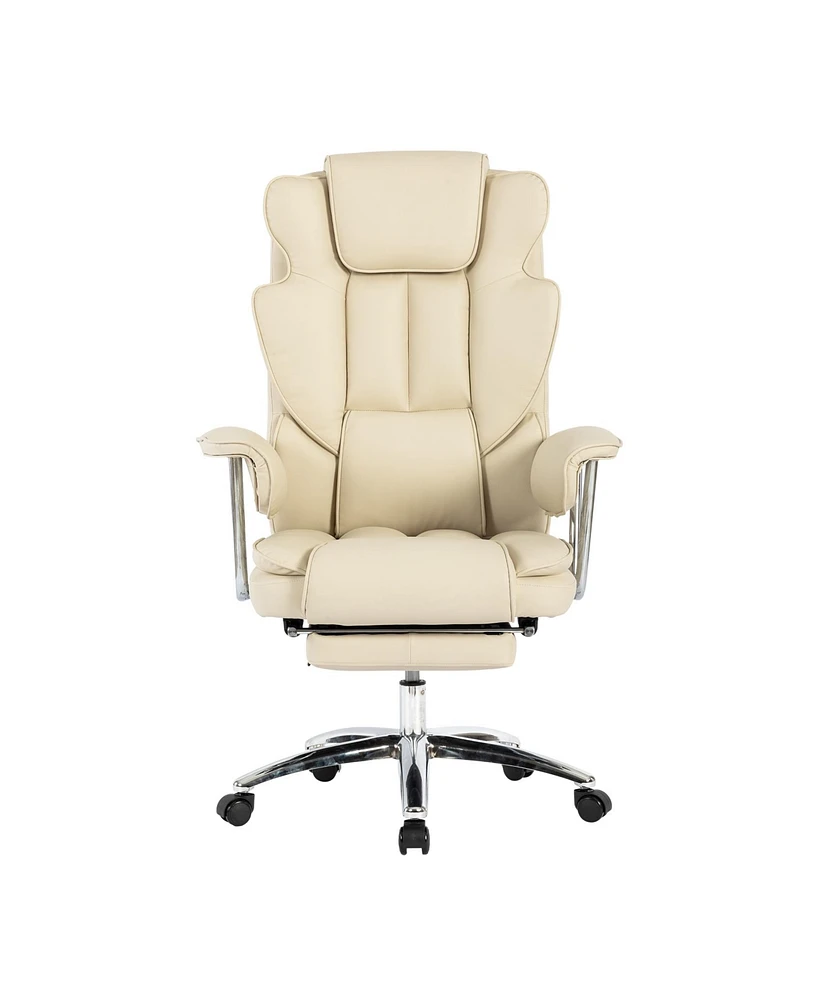 Office Chair, Big and Tall Executive Office Chair with Footrest, Leather Computer Chair, Ergonomic Reclining Chair High Back, Large Home Office Chair