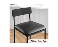 Bar Stools Set of 2, Kitchen with Footrest, 25.5 Inches Upholstered Chairs Back, 2 Counter Height Barstools for Bar