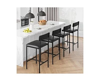 Bar Stools Set of 2, Kitchen with Footrest, 25.5 Inches Upholstered Chairs Back, 2 Counter Height Barstools for Bar