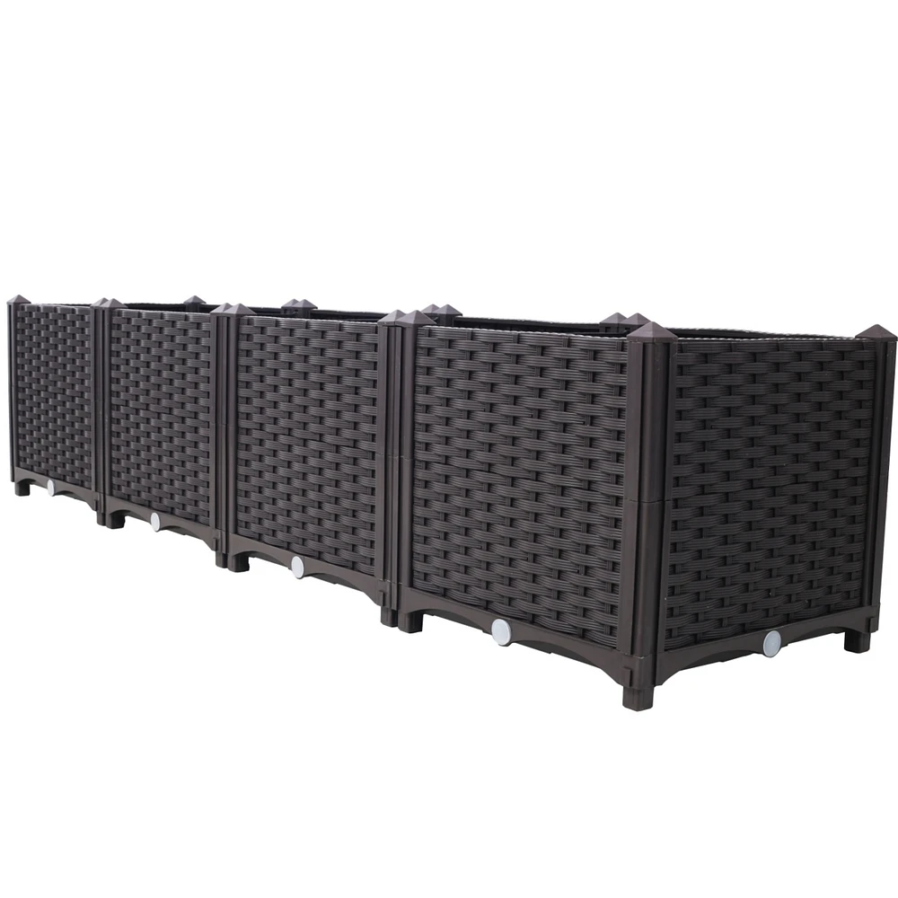 Deep Raised Garden Bed Plastic Planter Boxes for Vegetables Flowers Herbs and Succulents,Self-Watering Planter Box Raised Bed to Grow Flowers, Herbs &