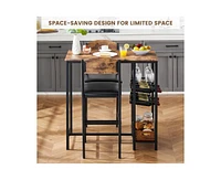 gaomon Dining Table Set for 2, Bar Table and Chairs Set for 2 with Storage Shelf and Wine Rack, Kitchen Table and Chairs for 2 with Upholstered Chairs
