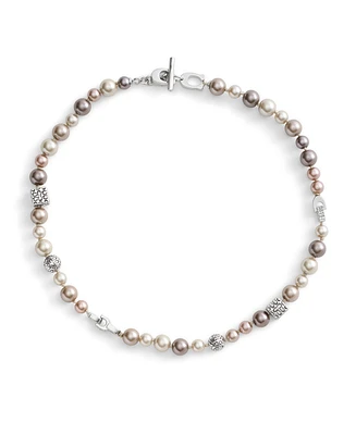 Coach Faux Stone Signature Mixed Cultivated Pearl Collar Necklace
