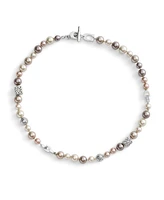 Coach Faux Stone Signature Mixed Cultivated Pearl Collar Necklace