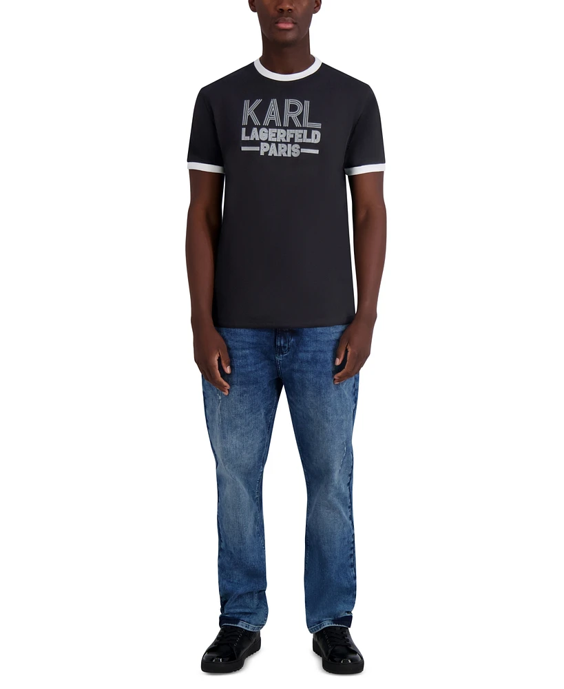 Karl Lagerfeld Paris Men's Logo Ringer T-Shirt