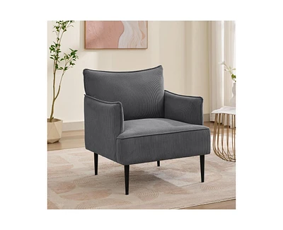 gaomon Mid Century Accent Chair, Comfy Living Room Chair Armchair Grey Fabric Sofa Chair for Bedroom