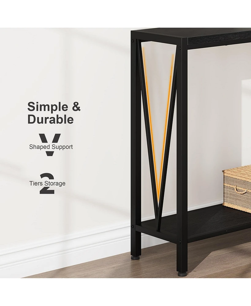 gaomon Console Table, 2-Tier Entryway Table with Storage, Narrow Sofa Table with V Design, 43" Industrial Console Table