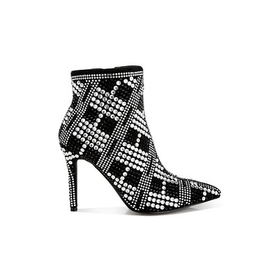 Urbanite Rhinestones Studded Stiletto Heel Boots