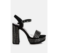 Starlet Rhinestones Embellished Ankle Strap Heels