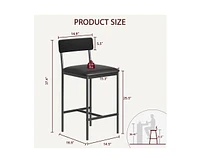 Bar Stools Set of 4, Kitchen with Footrest, 25.5 Inches Upholstered Chairs Back, 4 Counter Height Barstools for Bar, Islan