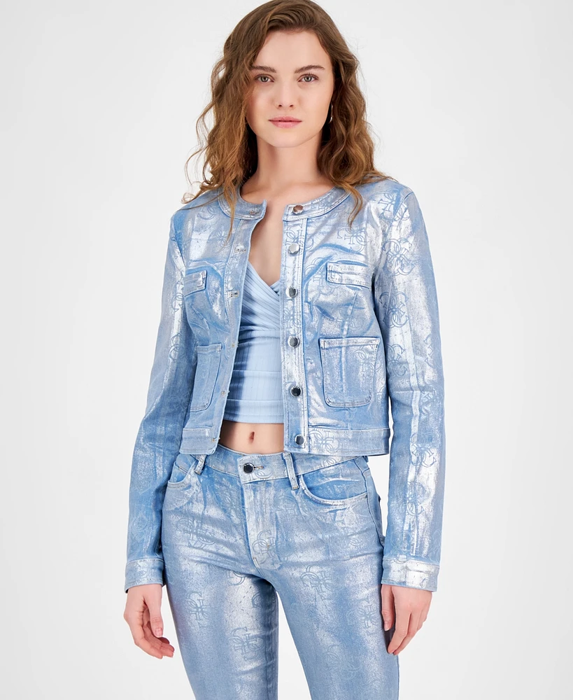 Guess Women's Sammy Metallic Logo Jacket