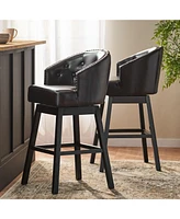 Set of 2 Swivel Barstools with Nailhead Trim,30.25” Seat Height for Kitchen and Home Bar-The Pop