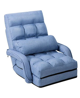 Gouun Folding Lazy Floor Chair Sofa with Armrests Pillow