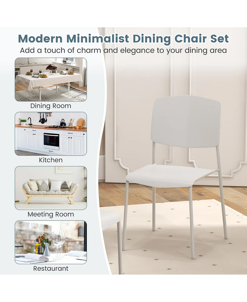 Gouun Modern Plastic Dining Chair Set of 2 with Metal Legs and Curved Back