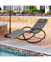 Gouun Outdoor Rocking Lounge Chair with Removable Headrest