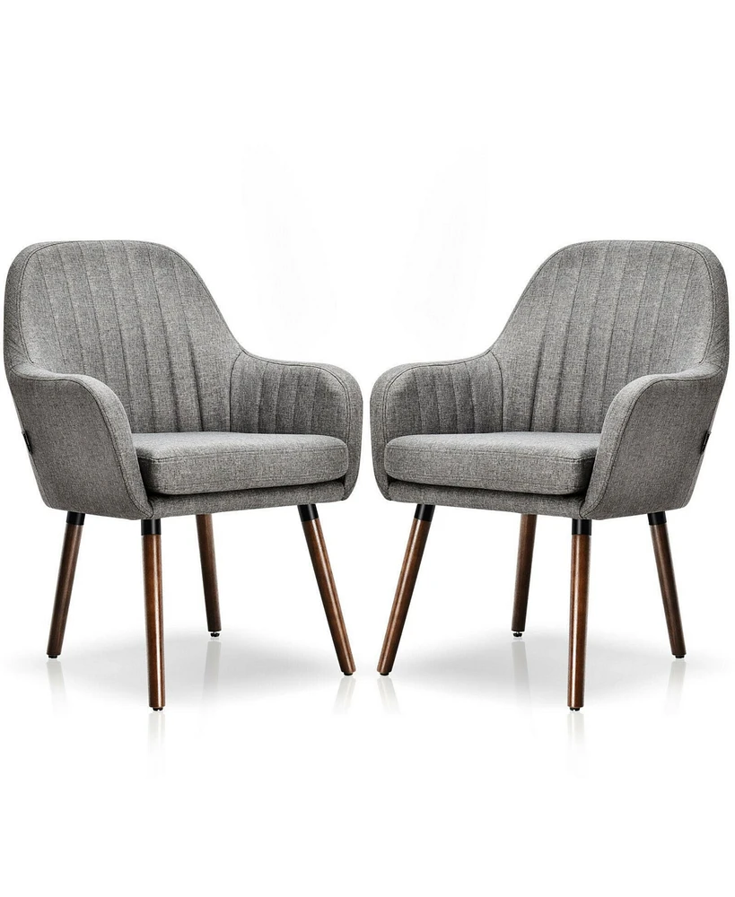 Gouun Set of 2 Fabric Upholstered Accent Chairs with Wooden Legs