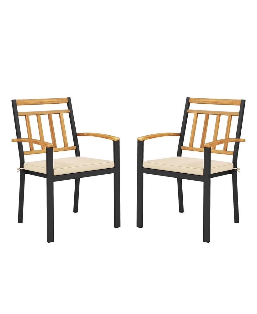 Gouun Set of 2 Patio Dining Chairs with Removable Padded Cushions-17 Inches