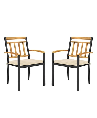 Gouun Set of 2 Patio Dining Chairs with Removable Padded Cushions-17 Inches