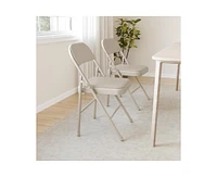 4 Pack Folding Chairs With Padded Cushion and Back, for Outside, Foldable Metal Frame Hold Up to 350 Lbs,