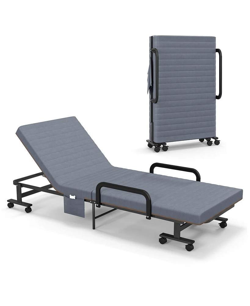 Gouun Adjustable Guest Single Bed Lounge Portable Wheels