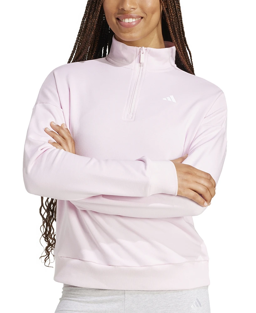 adidas Women's Essentials Small Logo French Terry Quarter Zip Top