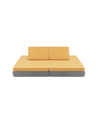 Gouun 4 Pieces Convertible Kids Couch Set with 2 Folding Mats