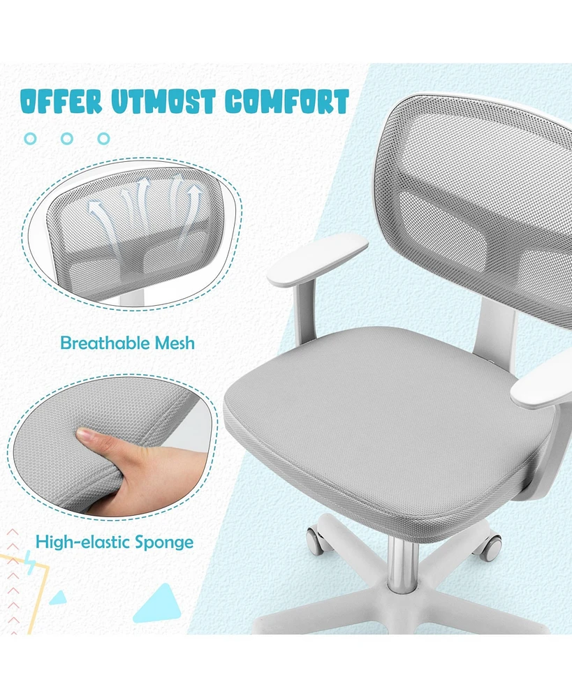 Gouun Adjustable Desk Chair with 5 Rolling Casters for Kids