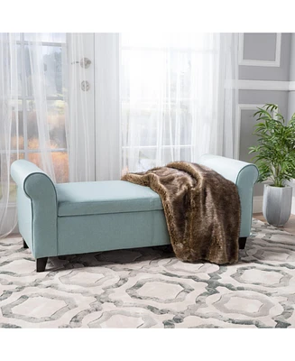 50" Upholstered Storage Ottoman Bench with Rolled Arms, Storage for Small Spaces-The Pop Home