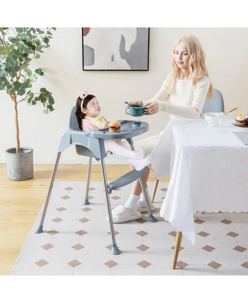 Gouun 4-in-1 Convertible Baby High Chair with Removable Double Tray