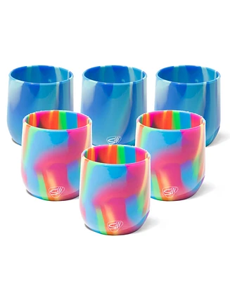 Stemless Wine Glasses 12oz: 6 pk - (3) Hippie Hops & (3) Arctic Sky