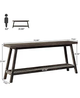 Tribesigns Farmhouse Console Entryway Table: 70.9 Inches Extra Long Console Table for Entryway, 2-Tier Narrow Wood Foyer Sofa Couch Table for Hallway,