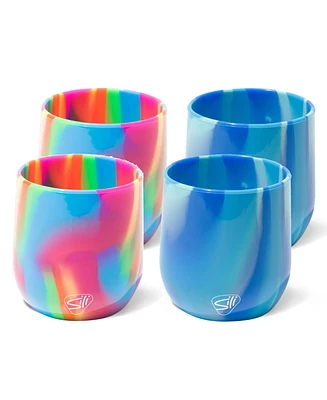 Stemless Wine Glasses 12oz: 4 pk - (2) Hippie Hops & (2) Arctic Sky