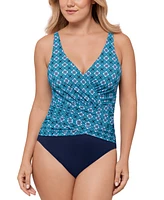 Swim Solutions Women's Surplice Tummy-Control One-Piece Swimsuit, Exclusively at Macy's