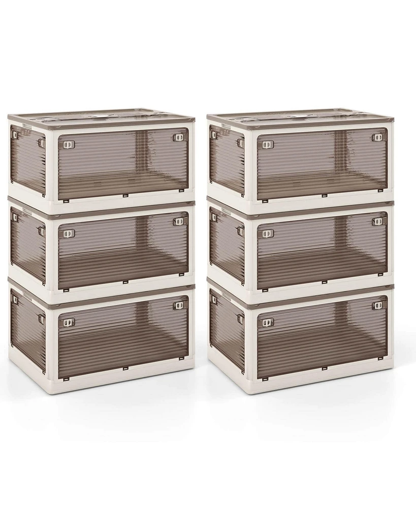 Pack Stackable Storage Bins with Lids 54 Gallon Collapsible Plastic Container Box
