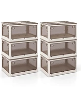 Pack Stackable Storage Bins with Lids 54 Gallon Collapsible Plastic Container Box