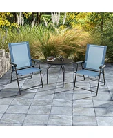 Patio 2pcs Folding Sling Back Chair Portable Armrests Metal Outdoor Dining