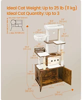 Slickblue 66.9-Inch Cat Tree Cat Tower with Litter Box Enclosure for Play and Privacy