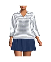 Lands' End Plus Size 3/4 Sleeve Active Polo Shirt