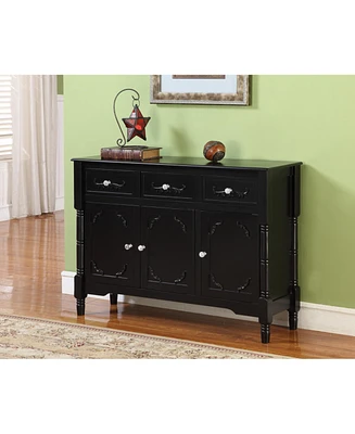 King's Brand Wood Console Sideboard Table with Drawers and Storage, Black Finish