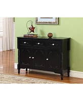 King's Brand Wood Console Sideboard Table with Drawers and Storage, Black Finish