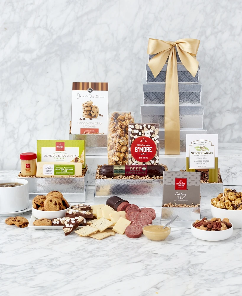 Hickory Farms Shimmering Silver Gift Tower, 9 Piece