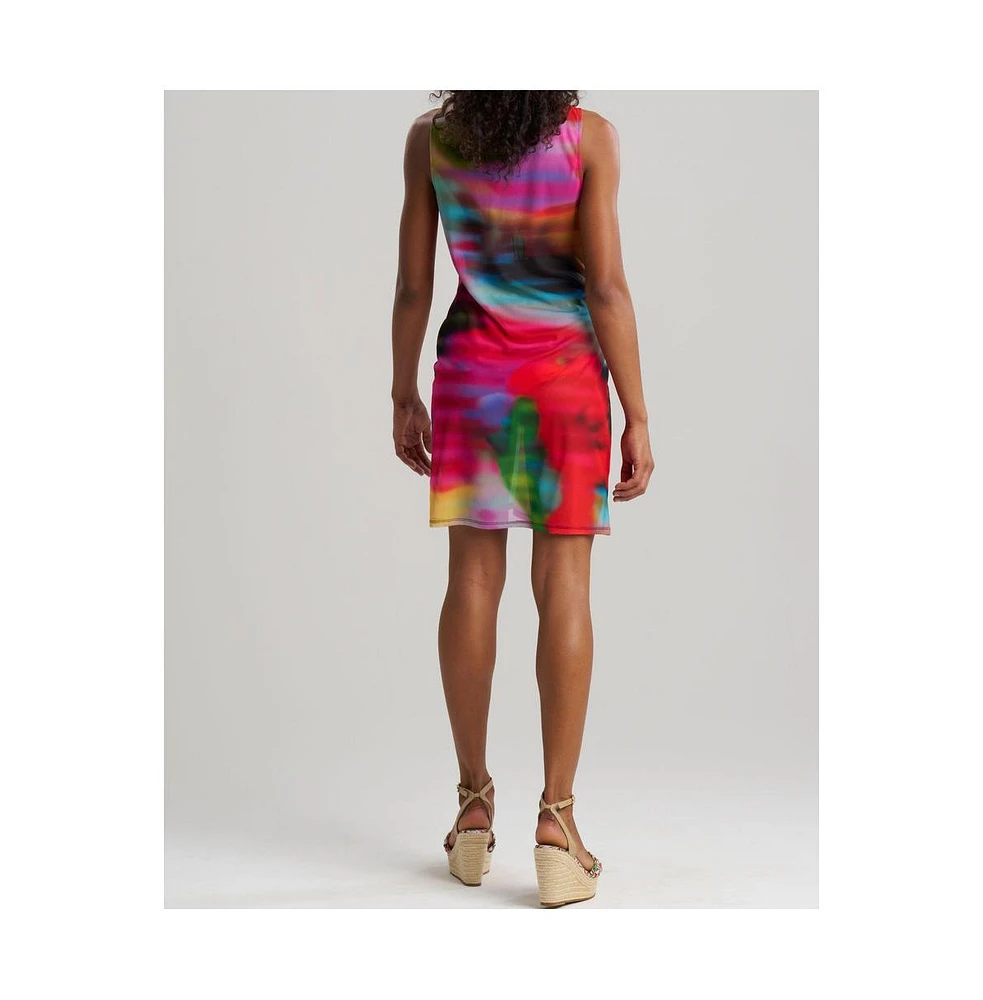 Natori Women's Floral Mirage - Printed Mesh Mini Dresss