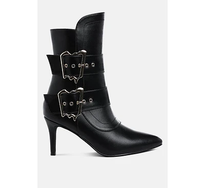 Ebera Chunky Buckle Strap Ankle Boots