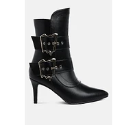 Ebera Chunky Buckle Strap Ankle Boots