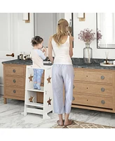 Qaba 2 in 1 Toddler Tower, Toddler Step Stool with Safety Rail