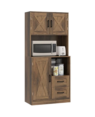 Homcom Farmhouse Kitchen Pantry, 71" Tall Storage Cabinet