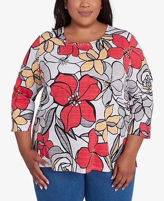 Alfred Dunner Plus Size Bold Floral Print Top