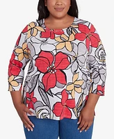 Alfred Dunner Plus Size Bold Floral Print Top