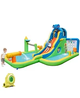 Inflatable Water Slide Giant Water Park for Kids Backyard Fun with 735W Blower